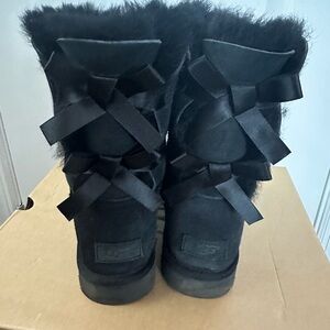 UGG Women's Black Bailey Bow Boots Size 11